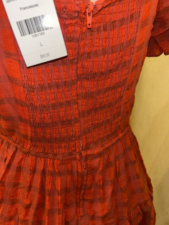 Trixxi Red Tie-Front Puff Sleeve Asymmetrical Dress - Picture 5 of 7